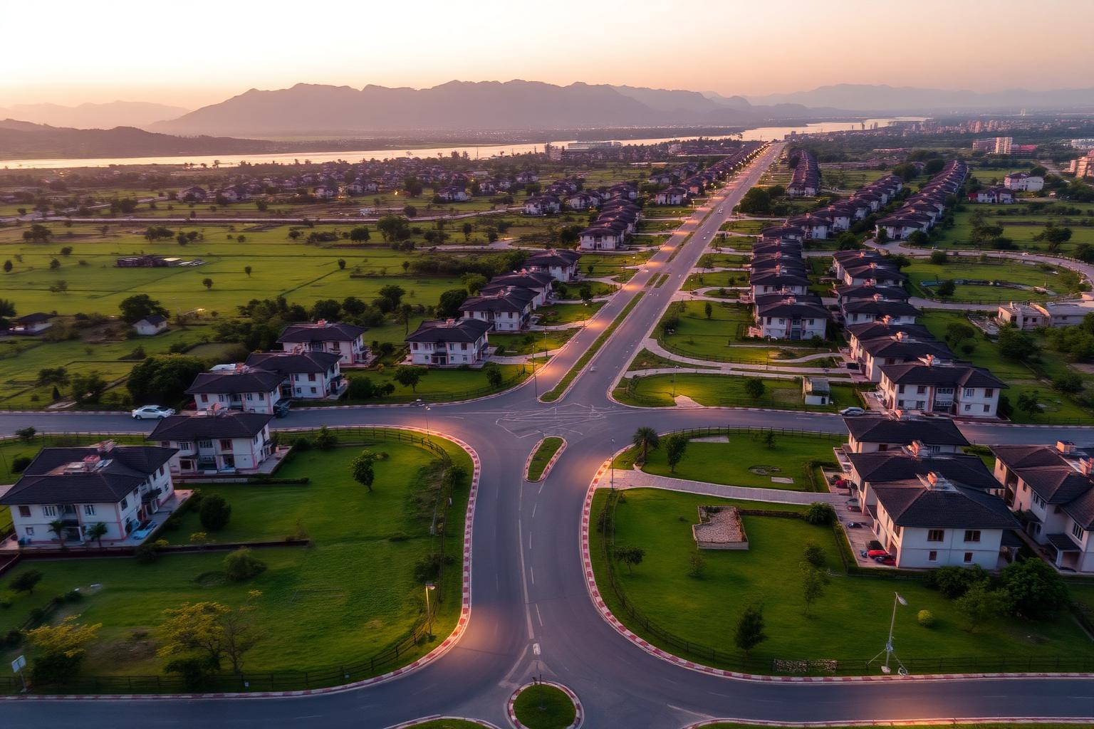 Aerial view of premium plotted township